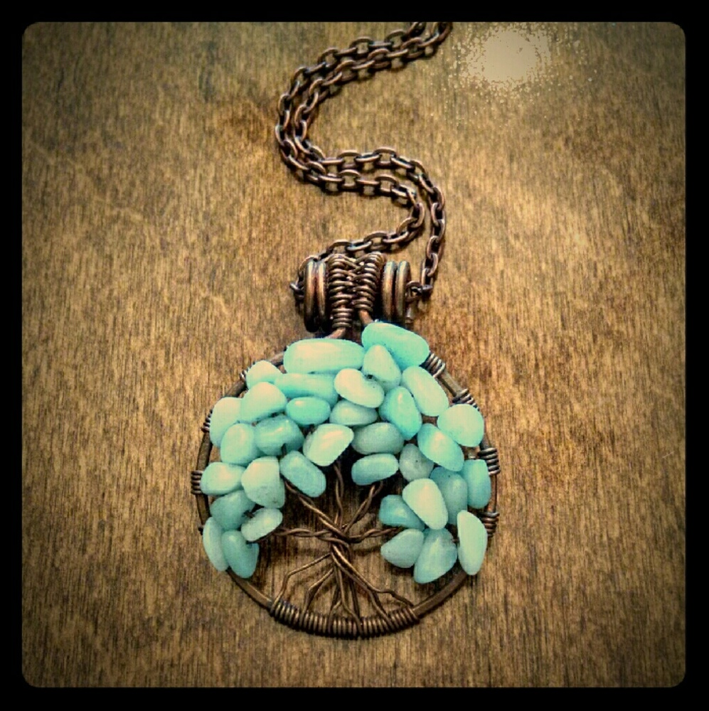 Handmade wire wrapped Tree of Life boho hippie necklace NWOT